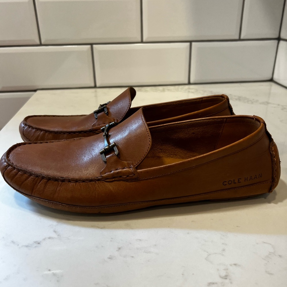 Cole Haan Wyatt Bit Brown Leather Driver Loafers